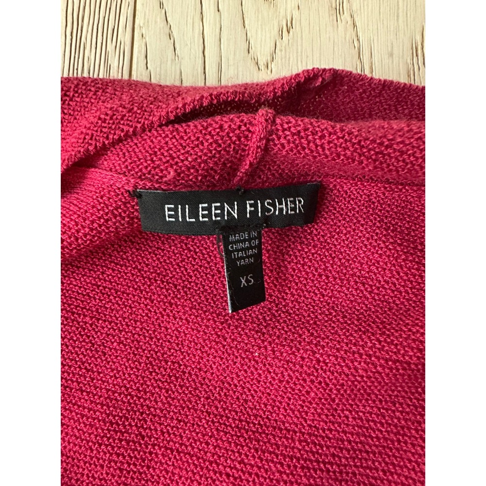 Eileen Fisher Italian Yarn Knit Tank and Open Front Cardigan Set Raspberry XS - Picture 2 of 3